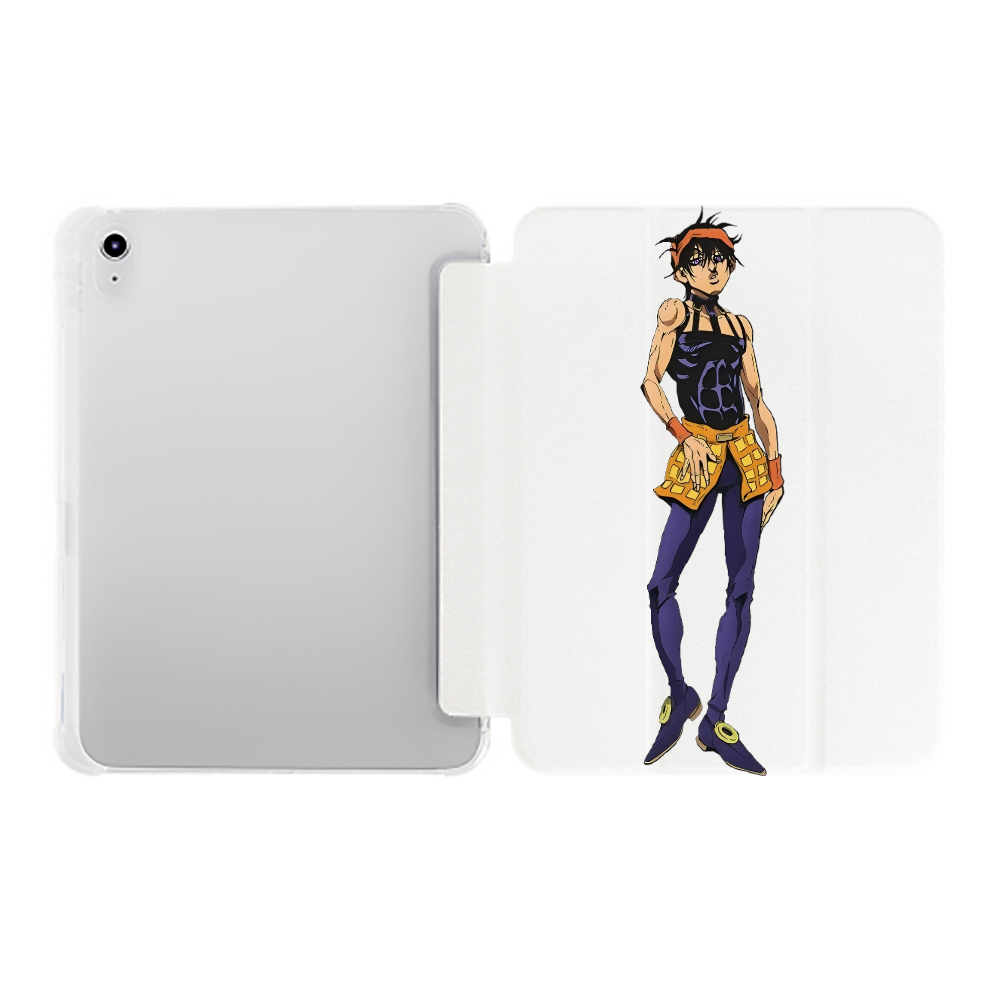 （画像用） ジョジョの奇妙な冒険 ナランチャ?ギルガ JoJo's Bizarre Adventure Narancia Ghirga IPad ケース ペン収納付き 三つ折りスタンド PUレザー×シリコン 対応機種9.5/10.5/10.9インチ